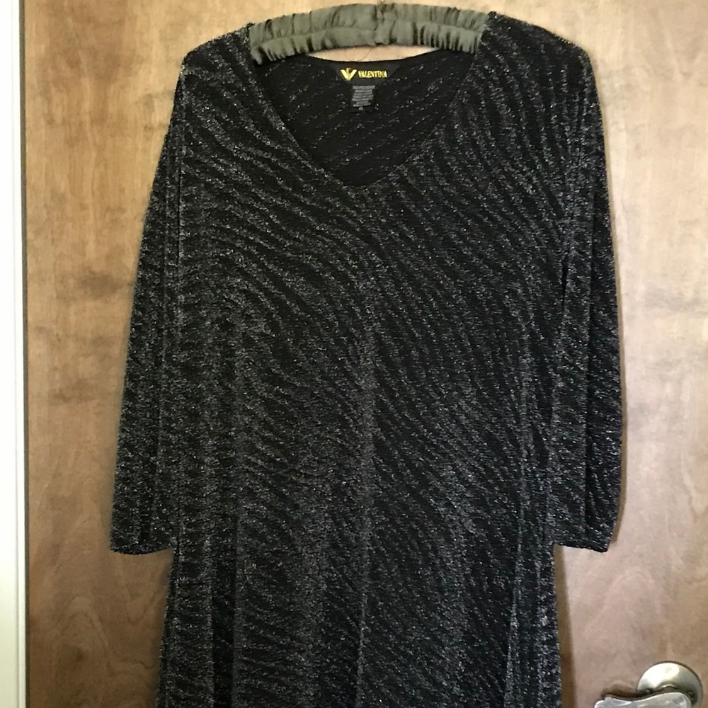 Valentina Silver Metallic/Black Party Dress/Tunic